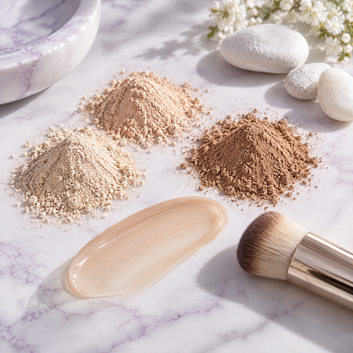Tinted mineral pigments in natural skin tones